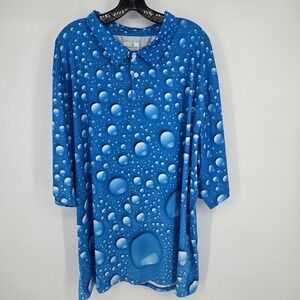 Obnoxious Golf Men's Blue Water Drops Short Sleeve Golf Polo Shirt 4x